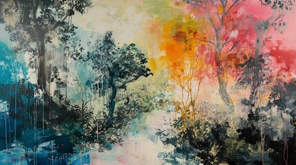 Abstract Forest Landscape Painting
