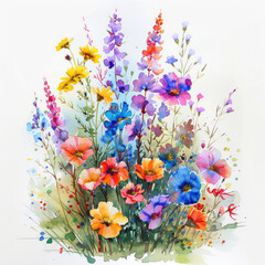 Fototapeta na wymiar beautiful wildflowers watercolor illustration isolated 