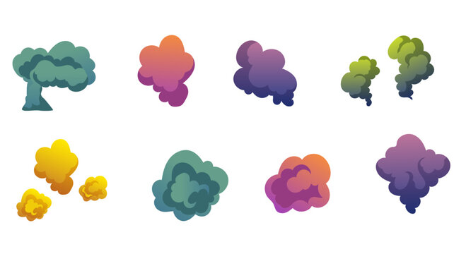 Smell cloud bad stink smelly armpit isolated set. Vector flat graphic design illustration