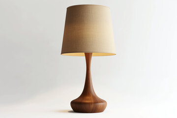 Mid-Century Modern Table Lamp, with wooden leg, on a white background - 750171525