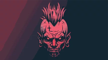 Fotobehang Devil head illustration Punk with mohawk © inshal