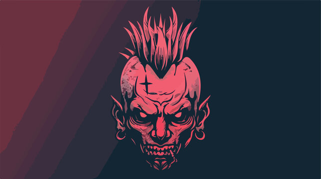 Devil head illustration Punk with mohawk