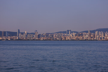 Fototapeta premium Cityscape View from the water to buildings in the city of Istanbul 