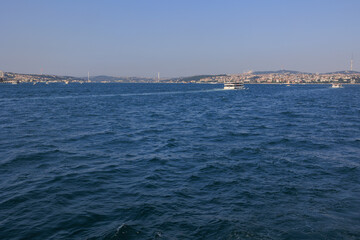 Cityscape View from the water to buildings in the city of Istanbul 