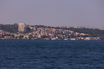 Cityscape View from the water to buildings in the city of Istanbul 