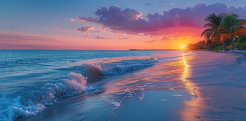 Beautiful beach landscape, featuring golden sands, azure waters, and a serene horizon.