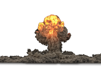 Atomic Bomb Explosion. Shock wave and mushroom cloud.
