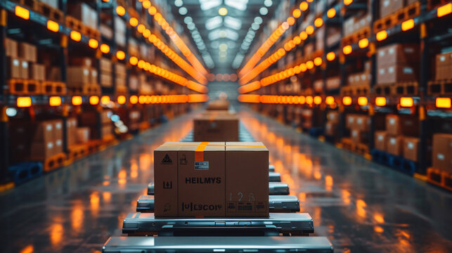 Distribution center and logistics technology concept.