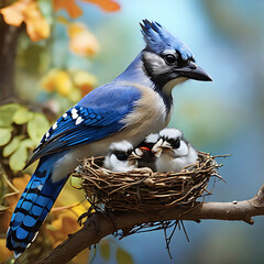 Explore the nesting habits of Blue Jays and how they care for their young