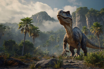 Tyrannosaurus rex in Dschungel  - obrazy, fototapety, plakaty