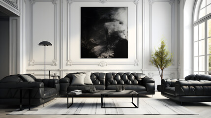 Immaculate Monochrome: A Mastery of Minimalist Design in Black and White Interior.