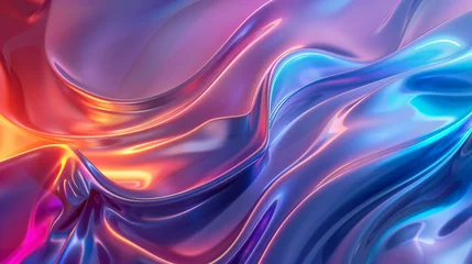 Zelfklevend Fotobehang Holographic gradient neon wave shape liquid © Clipart Collectors