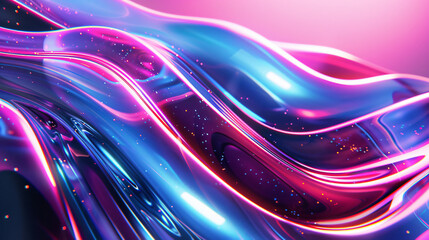 Holographic gradient neon wave shape liquid