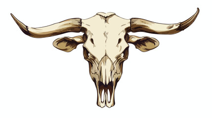 Animal skull with horns cow bull head isolated illus