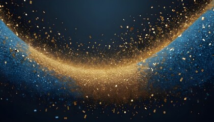 Fototapeta na wymiar Glitter gold blue particles stage and light shine abstract background. Flickering particles with bokeh effect. Gold sparkle glow particle abstract bokeh background.