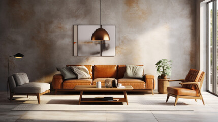 A modern living area with an environmentally friendly couch, accent chairs and coffee table made from recycled elements