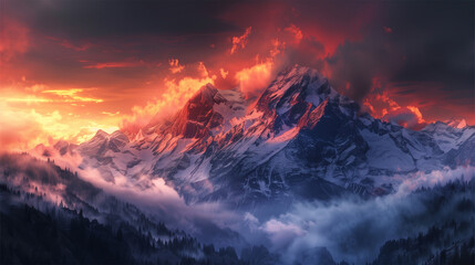 Mountain sunrise landscape photography