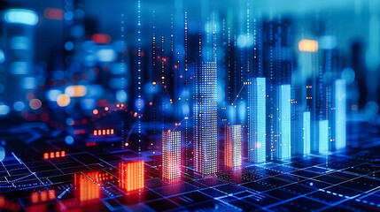 Digital network overlaying a modern cityscape, visualizing the fusion of urban life and cutting-edge technology