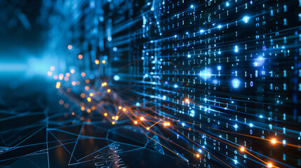 Obraz premium Digital network and technology communication in a futuristic abstract, visualizing the interconnected web of data and cyber space