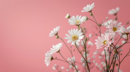 Flowers on Pink Background Generative AI