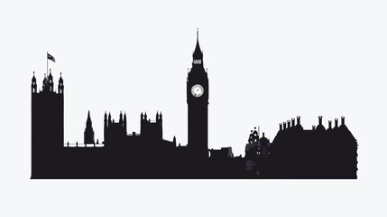 Big ben silhouette isolated on white background cart