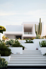 Modern minimal architecture in trendy clean white style
