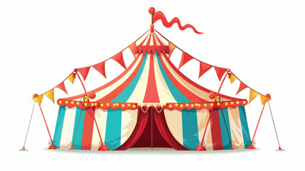 Big top circus with flag isolated on white backgroun - obrazy, fototapety, plakaty