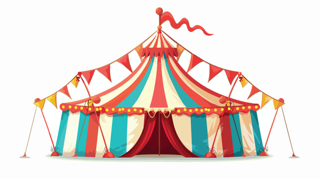 Big top circus with flag isolated on white backgroun