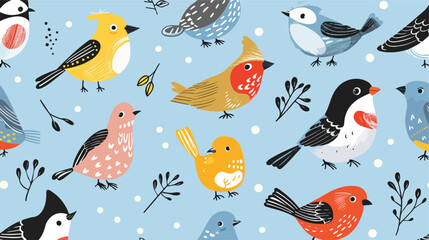 Birds seamless pattern cartoon animal illustrations