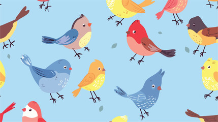 Birds seamless pattern cartoon animal illustrations