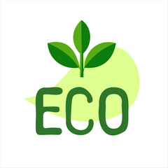 eco logo with green leaf and the word eco