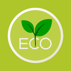 eco logo with green leaves and the word eco