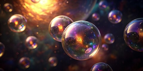 Small Soap Bubbles Abstract Dim Light Illumination