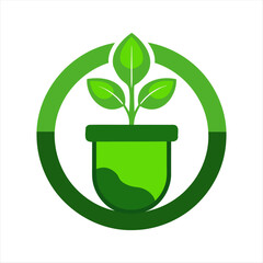 eco logo with green plant in a pot