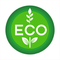 eco label with wheat and green leaves