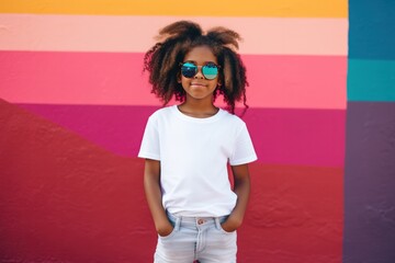 African american child wearing white t-shirt - 750181741