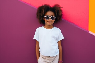 African american child wearing white t-shirt - 750181755