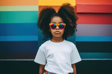 African american child wearing white t-shirt - 750181799