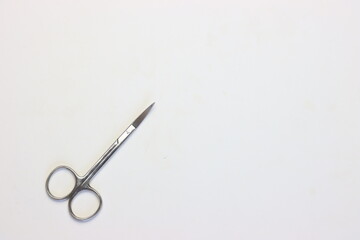 Surgical scissors in a white background 