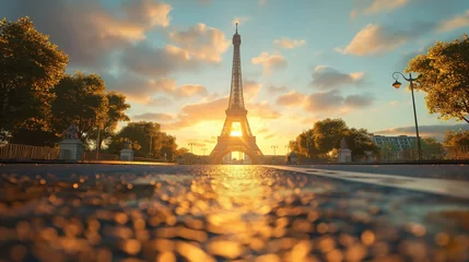 Poster de jardin Paris Eiffel Tower in Paris, France at sunset