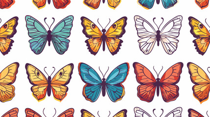 Butterfly seamless pattern insect line art cartoon i