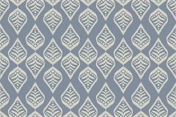 Vintage leaf seamless pattern Thai design vector illustration. Blue wallpaper pattern. 