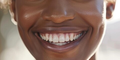 smile African American girl straight white teeth Generative AI
