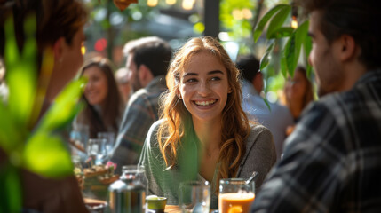 Smiling Woman at Table