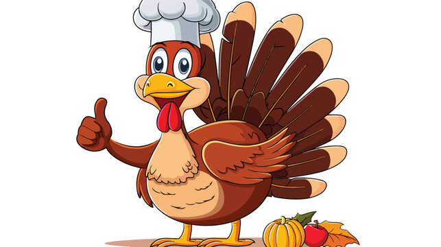 Cartoon Thanksgiving or Christmas turkey bird wearin