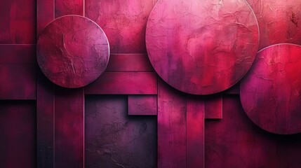  a red and purple abstract painting with circles and rectangles in the center of the painting is a dark red background with a dark purple rectangle in the middle.
