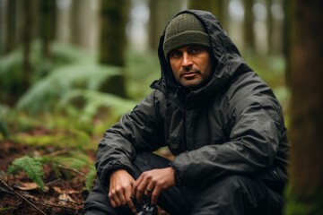 Detailed illustration of thrilling hunting scene in dense forest, capturing excitement and tension