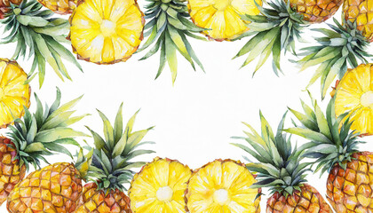 frame made of pineapple - obrazy, fototapety, plakaty