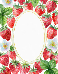 oval frame with strawberries