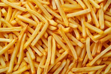 A tantalizing display of crispy golden french fries Capturing the essence of indulgence and fast-food delight